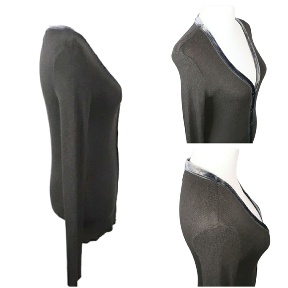 LIN'N LAUNDRY Slim Ribbed Knit Alpaca Blend Cardigan L Gray NWOT - Picture 4 of 5